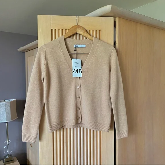 Zara limited edition merino wool cardigan tan - Picture 4 of 7